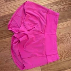 Lululemon 4in, size 4 speed up shorts, sonic pink
